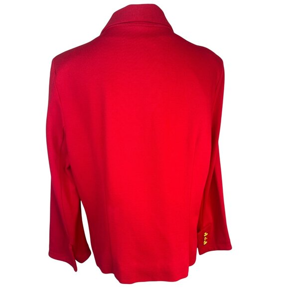 Cabi Lipstick Red Blazer Size 12 Bow Accent & Gold Buttons 3/4 Sleeve Stylish Ja - Picture 10 of 14